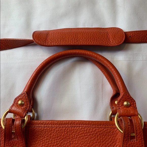 Orange Franklin Covey Leather Laptop Bag - Picture 4 of 4